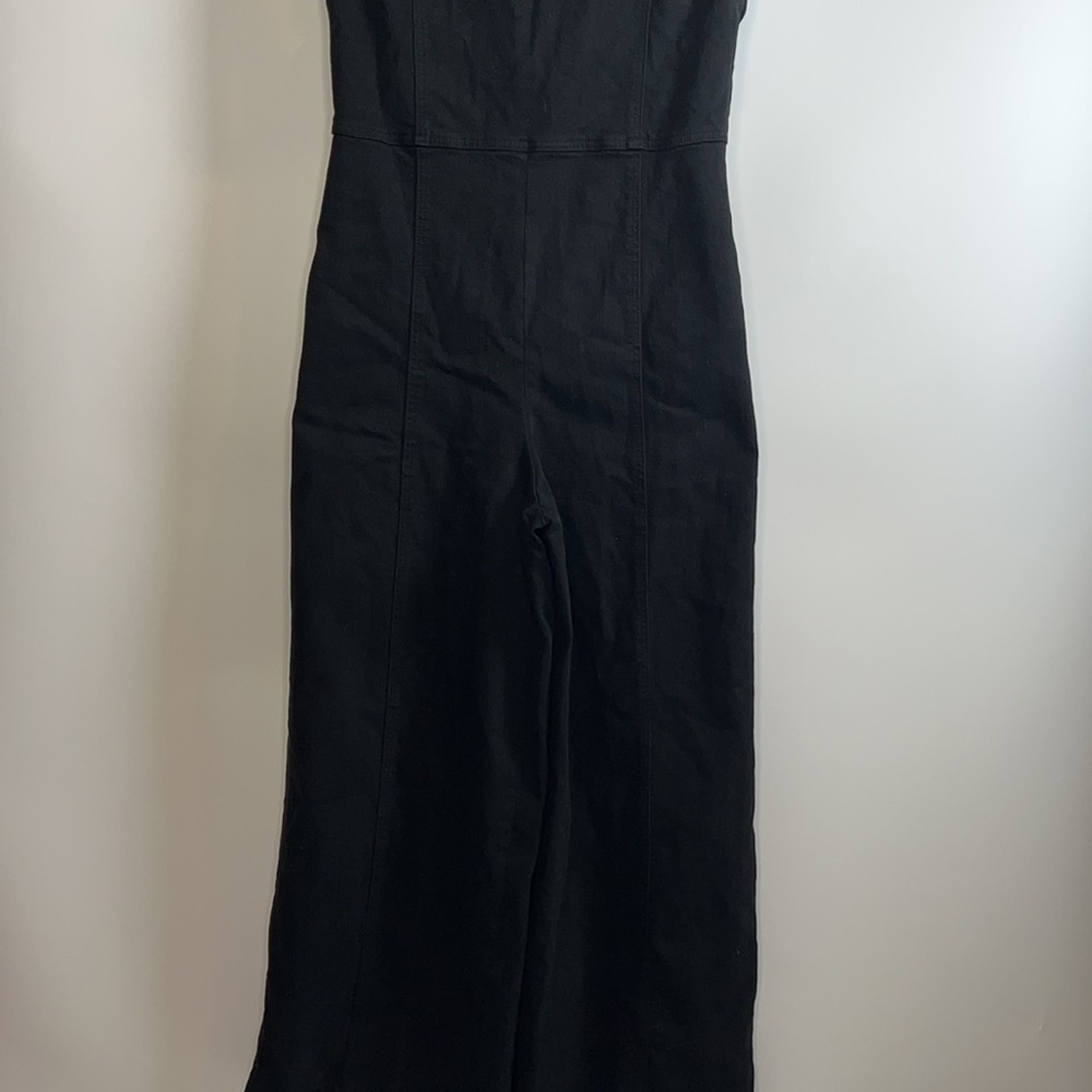 ❤️NWT ALICE+OLIVIA JEANS KINLEY TIE SHOULDER BLACK DENIM GAUCHO JUMPSUIT SIZE 30 - Picture 7 of 13